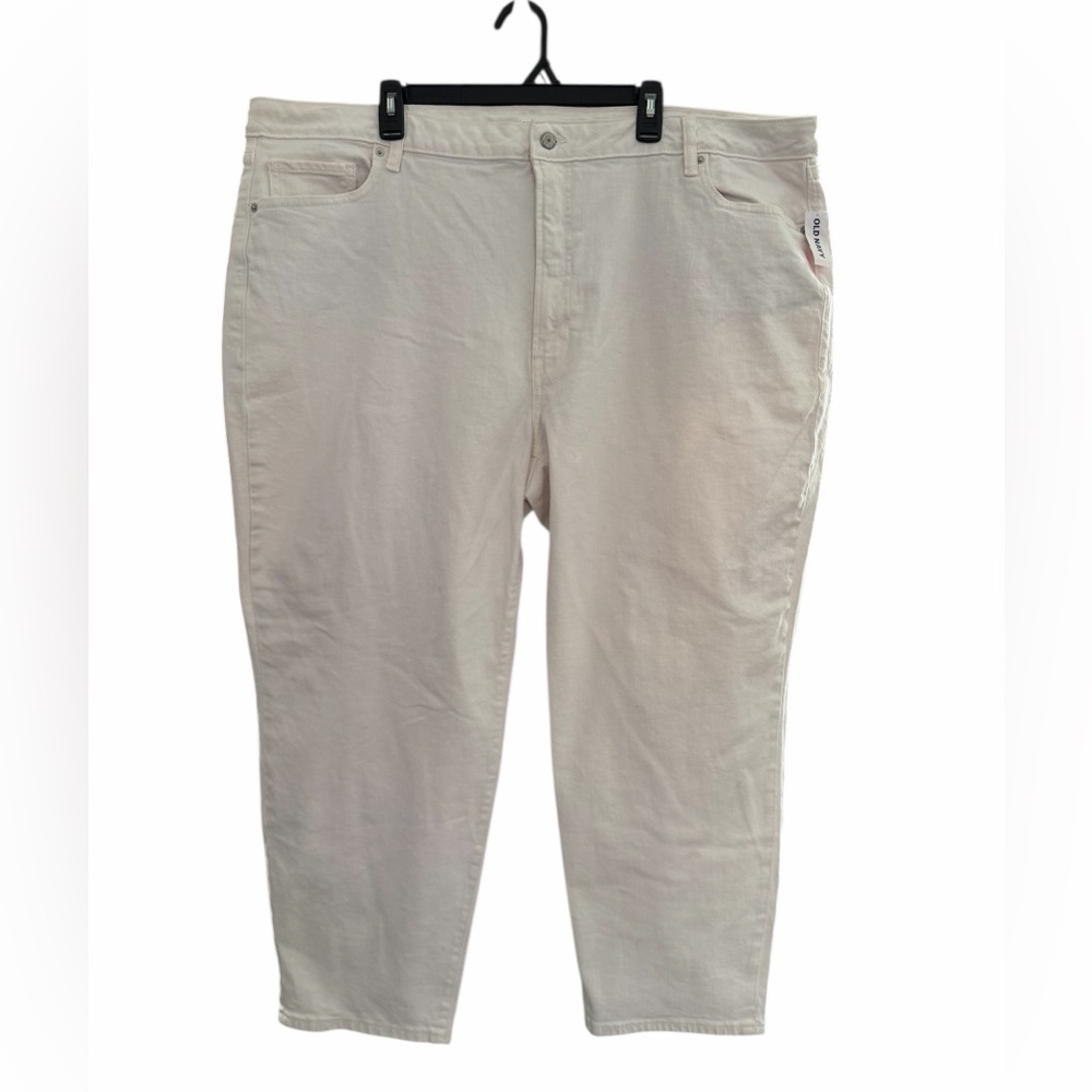 Old Navy Women White High Rise Straight Denim Jeans Plus Size 26 NWT Waist 24”